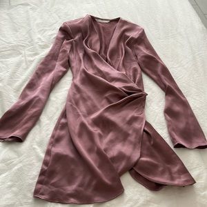 Long sleeve silk dress